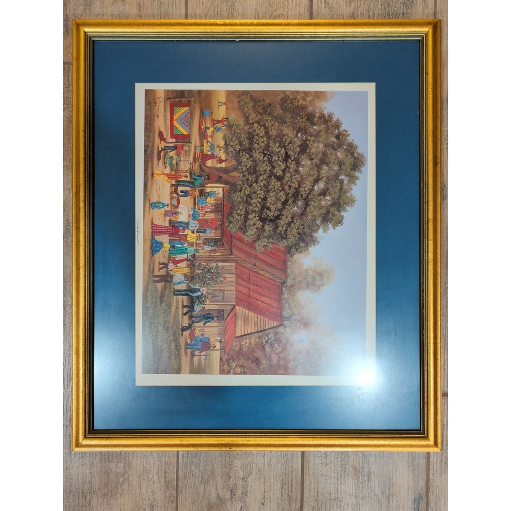 Vintage Beth Cummings Signed Print "Family Reunion" Limited Edition 1983 Framed